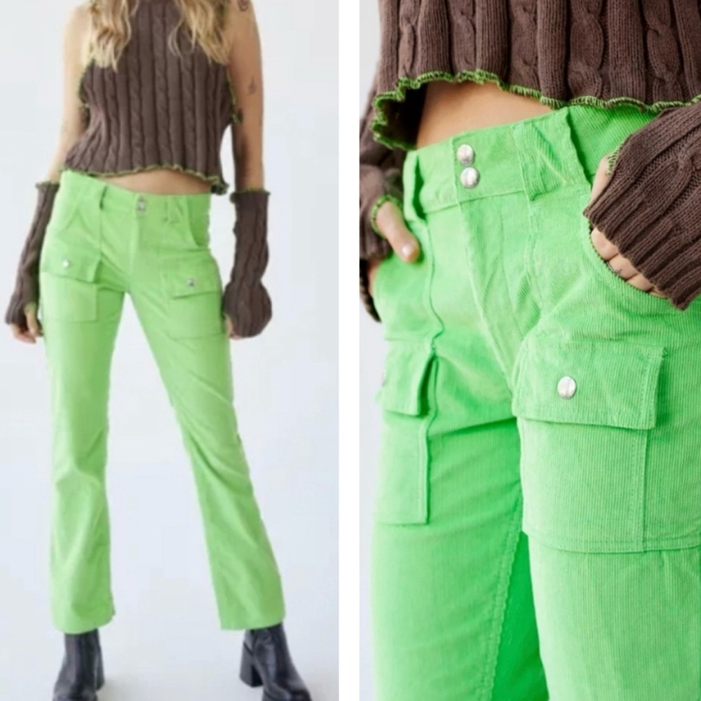 BDG Lucille Corduroy Cargo Pant Lime Green Size 2
